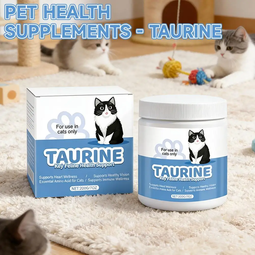 200 g de taurina pura en polvo para gatos – Suplemento esencial de aminoácidos para la salud y función cardíaca, apoya el músculo cardíaco