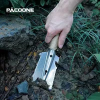 PACOONE 2023 New Camping Stainless Steel Multi-function Soldier Shovel Outdoor Hiking Digging Stainless Steel Picnic Shovel