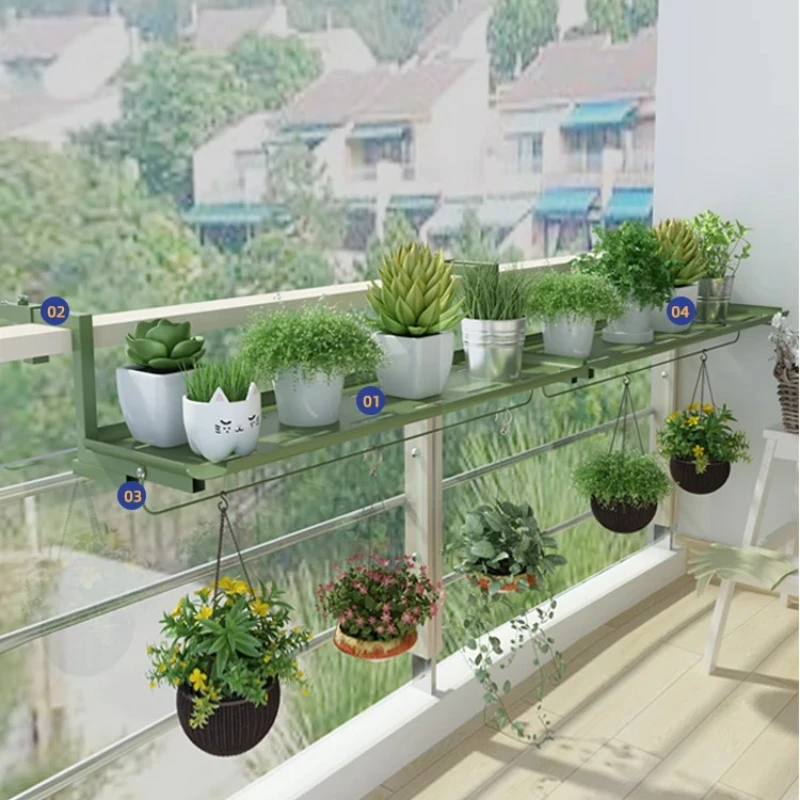 ‌Wrought Iron Hanging Plant Stand | Balcony Wall Mounted Shelf | Window Hanging Planter Rack | Succulent Display Stand