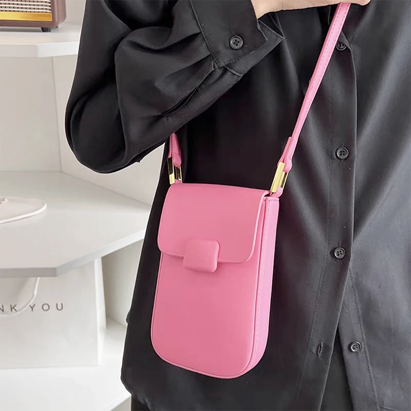 Genuine Leather Phone Cross Body Bag Luxury Brand Fashion Buckle Shoulder Bag Large Capacity Cowhide Customized Mini Phone Purse