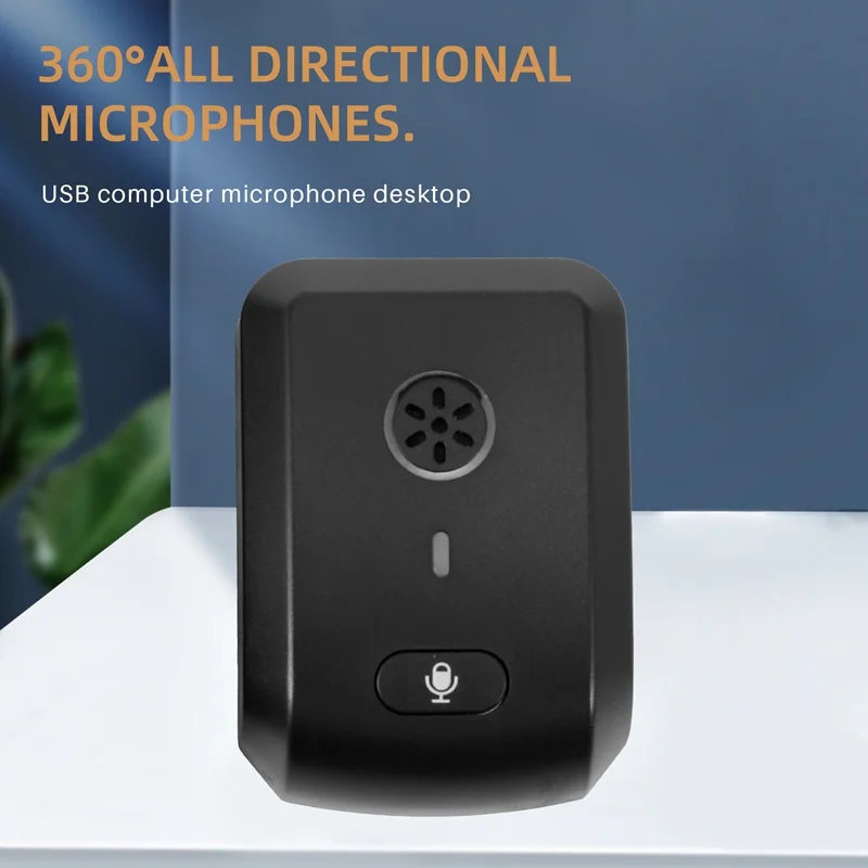 360 Degree Omnidirectional Microphone USB Desktop Computer Mic For Meeting, Office, Online Class, Live Broadcast, Game