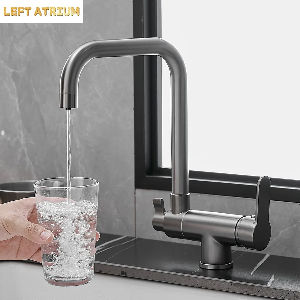 All-Copper Kitchen 3-in-1 Faucet Pure Water Faucet Multifunctional Inside Opening Window Folding Faucet NO with Pipe