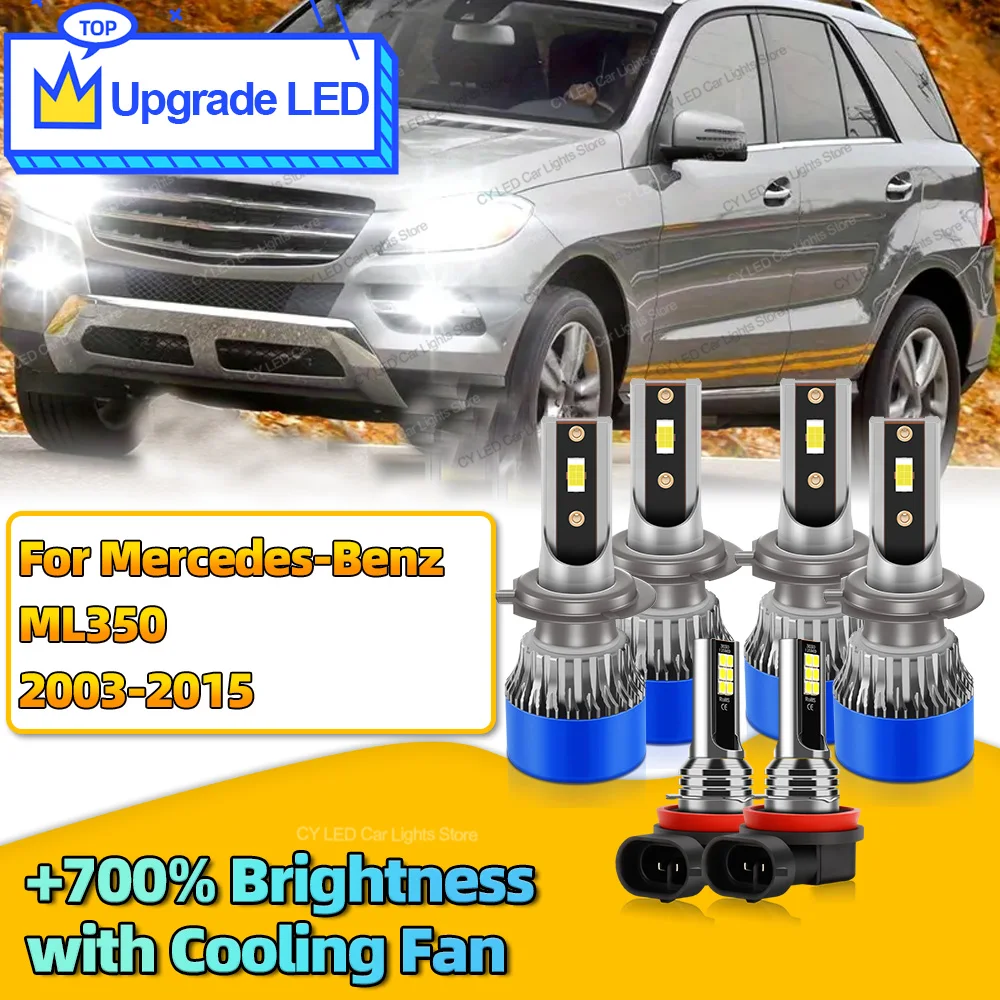 

6Pcs 30000LM LED Headlights Canbus Car Lamp H7 H11 Auto Fog Light Bulb For Mercedes-Benz ML350 2003-2015 2004 2005 2006 2007