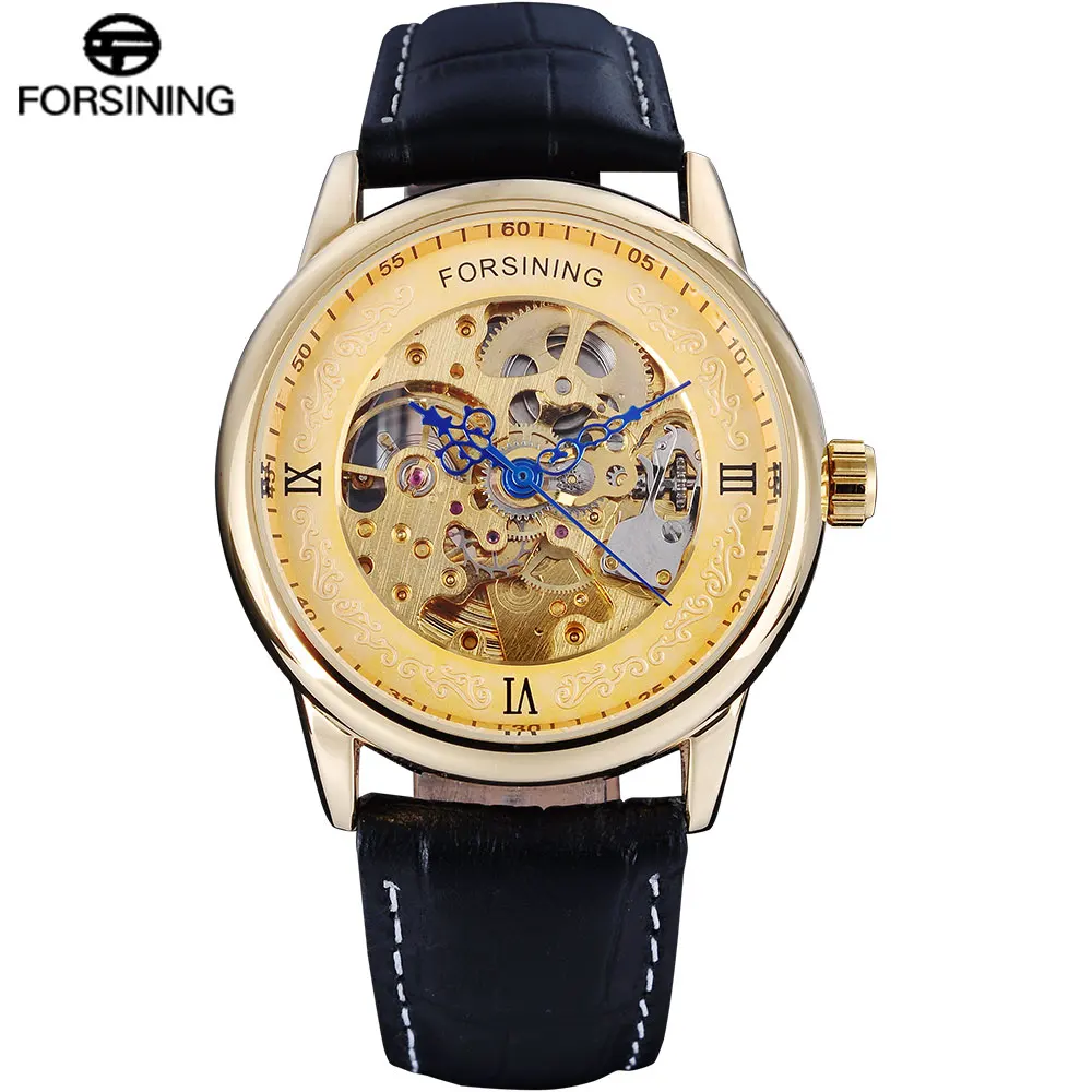 

FORSINING Men Creative Mechanical Watch Mens Vintage Skeleton Automatic Watches Leather Strap Casual Wristwatches