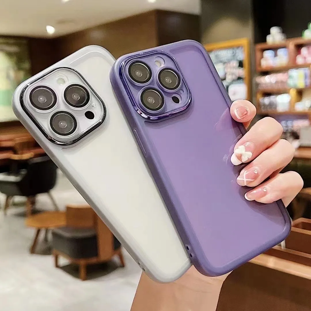 

Soft TPU Phone Case For iPhone 15 14 Plus 13 12 11 Pro Max Lens Protection Matte Frame Back Cover