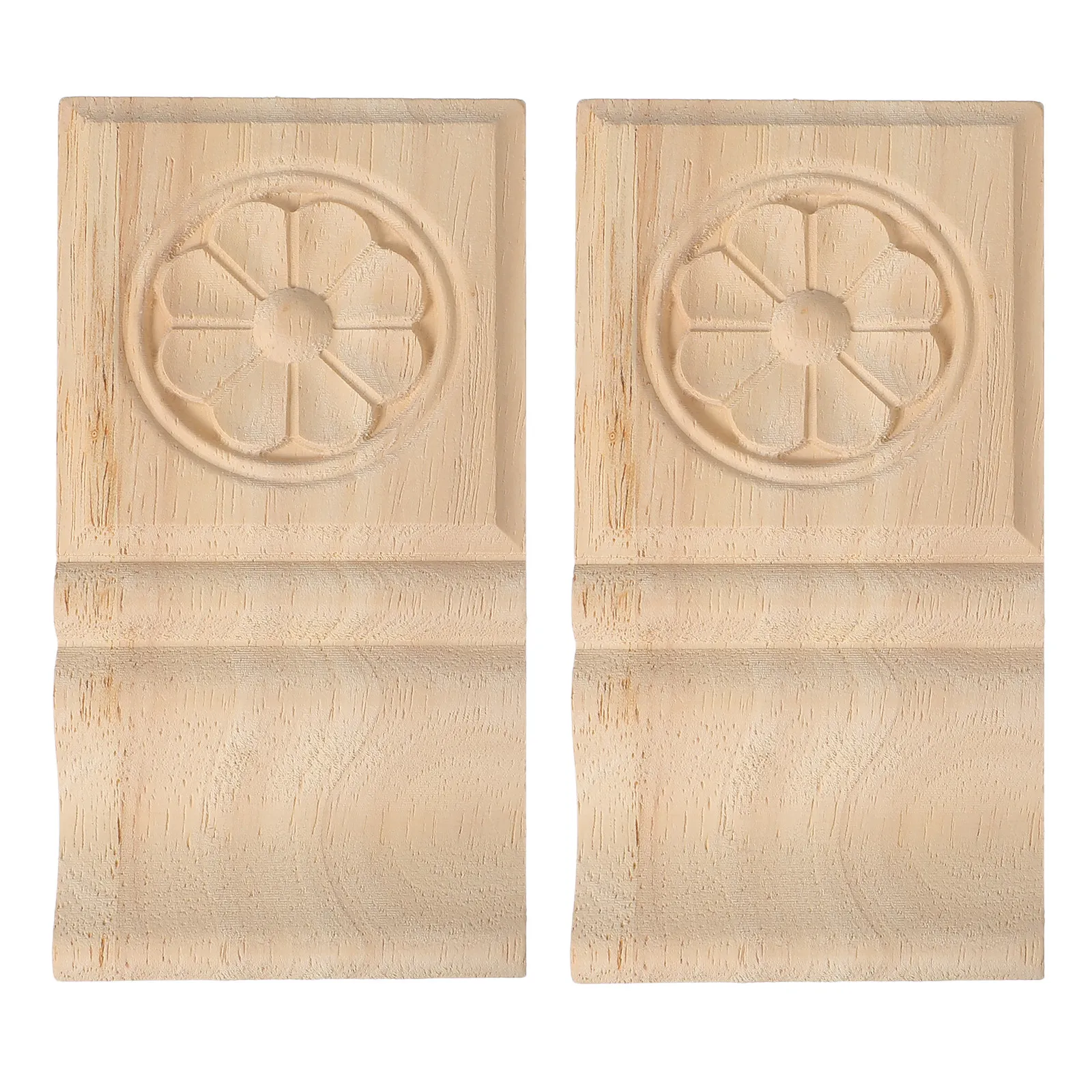 2Pcs Unpainted Wood Corbel Plaques Carved Roman Pillar Column Decor 5.91x3.15 Decorative Furniture Wood Corbels Vintage Shelf