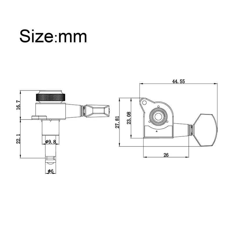 SAPHUE Guitar Locking Tuners 1:18 Lock String Machine Head with Hexagonal Handle Replacement for Electric Folk Acoustic Guitars