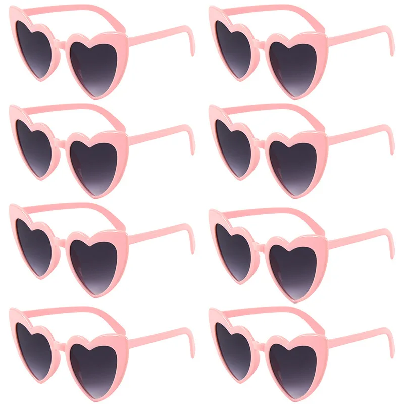 Coração Shaped Sunglasses para Bachelorette Party, noiva para ser dama de honra presentes, casamento Bridal Shower Decors, rosa e branco óculos, 8