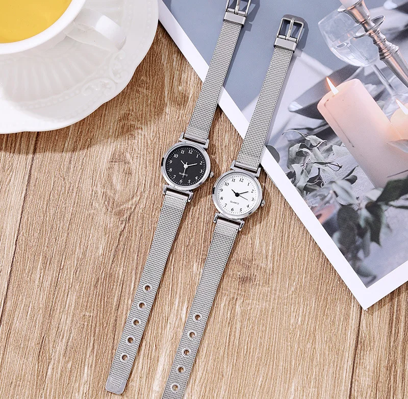 Instagram Academy Stijl Studentenhorloge Dames Vrijetijdsstijl Digitale Mesh Riem Eenvoudig Quartz Dameshorloge