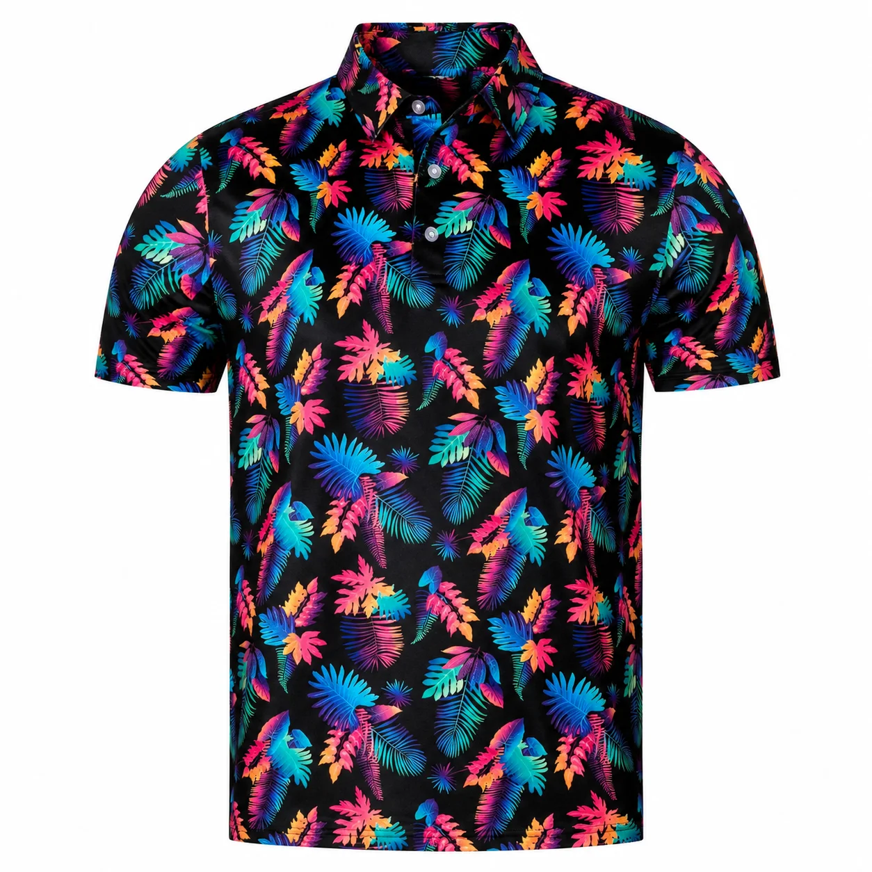 Men's Golf Polo Shirt Short Sleeve Floral Print Quick Dry Breathable Stretch Sportswear Outdoor Casual Golf Wear Ready Stock