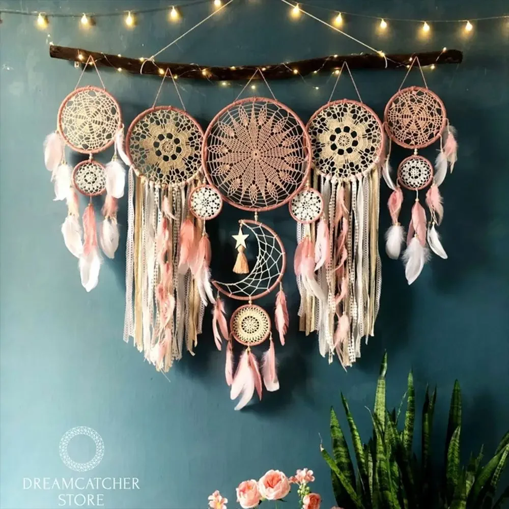 Dream Catchers Boho Home Decor Macrame Dream Catchers Wall Hangings Moon Ramadan Baby Nordic Room Kids Nursery Ornament