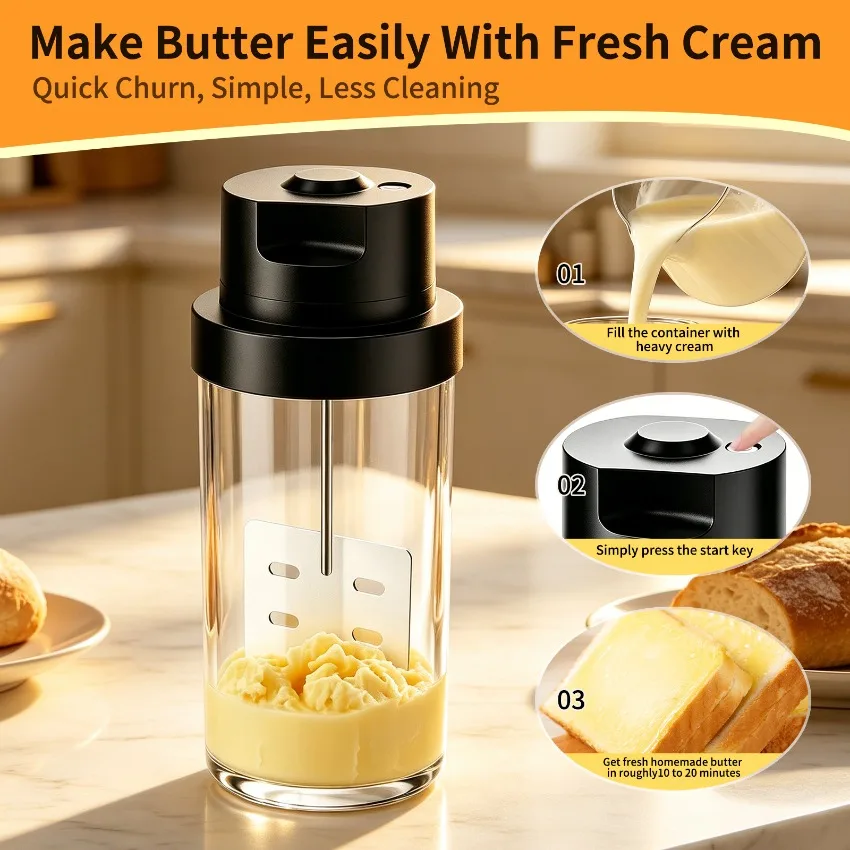 Hand-Crank Butter Churner & Electric Cream Whipping Machine