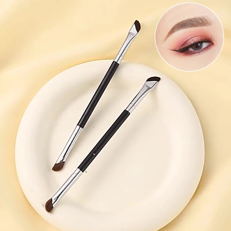 Fine Angle Flat Brow Brush Double Head Eyeliner Brushes Under The Eye Place Makeup Brush Precise Detail Eyeshadow Smudge Brush