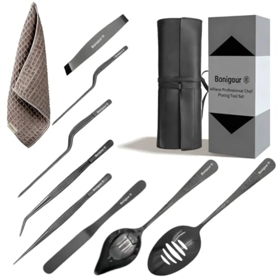 

Chef Plating Tools, Professional Culinary Plating Tool Set, Chef Garnish Tools Kit, Fish Tweezers, Pastry Spatula, Cake Decorat