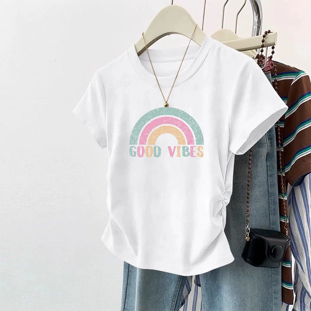 

2025 Women's T-shirt Slim Korean O-neck Tees Y2k Stylish Comfortable Spring Summer Fashion Tops Female Short Sleeve T-Shirts