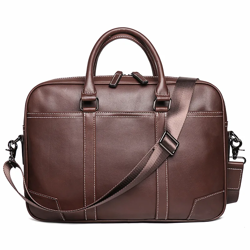 

Retro men's business simple one-shoulder oblique span leather multi-function large capacity notebook briefcase