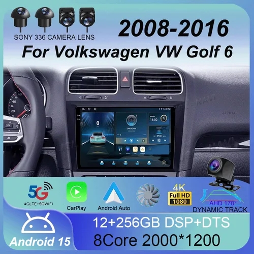 Imagen 1 del producto Android 15 Radio de coche para Volkswagen VW Golf 6 MK6 GTI 2008-2016 inalámbrico Carplay Auto Radio Multimedia 4G DSP 2 Din