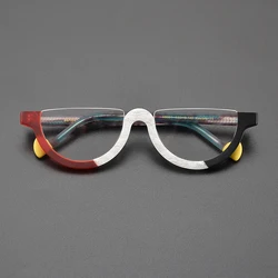 Designer semi-circle frame literary fashion retro frosted glasses frame niche personality luxury brand optical prescription glas