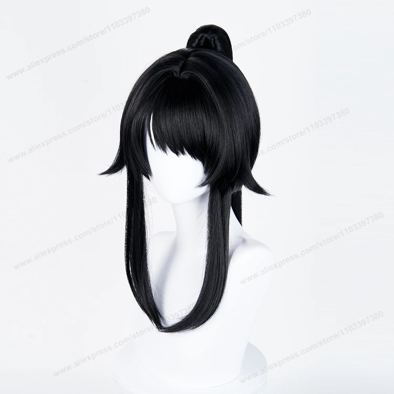 أيانو أيشي تأثيري شعر مستعار اصطناعي شعر امرأة 53 سنتيمتر ذيل حصان أسود أنيمي مقاومة للحرارة الباروكات #4