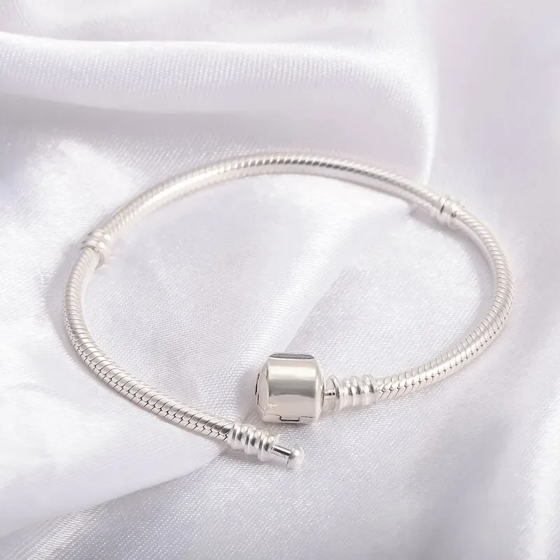 Handmade Original Fine Jewelry 925 Sterling Silver Charm Bracelet Soft Smooth Snake Bone Bracelets for Women