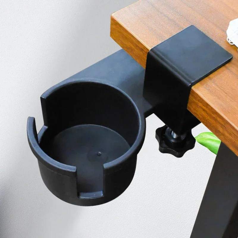 

180° Rotating Desk Cup Holder Table Universal Adjustable Pgraded Arm Clamp Nonslip Storage Rack Clip on Coffee Bottles