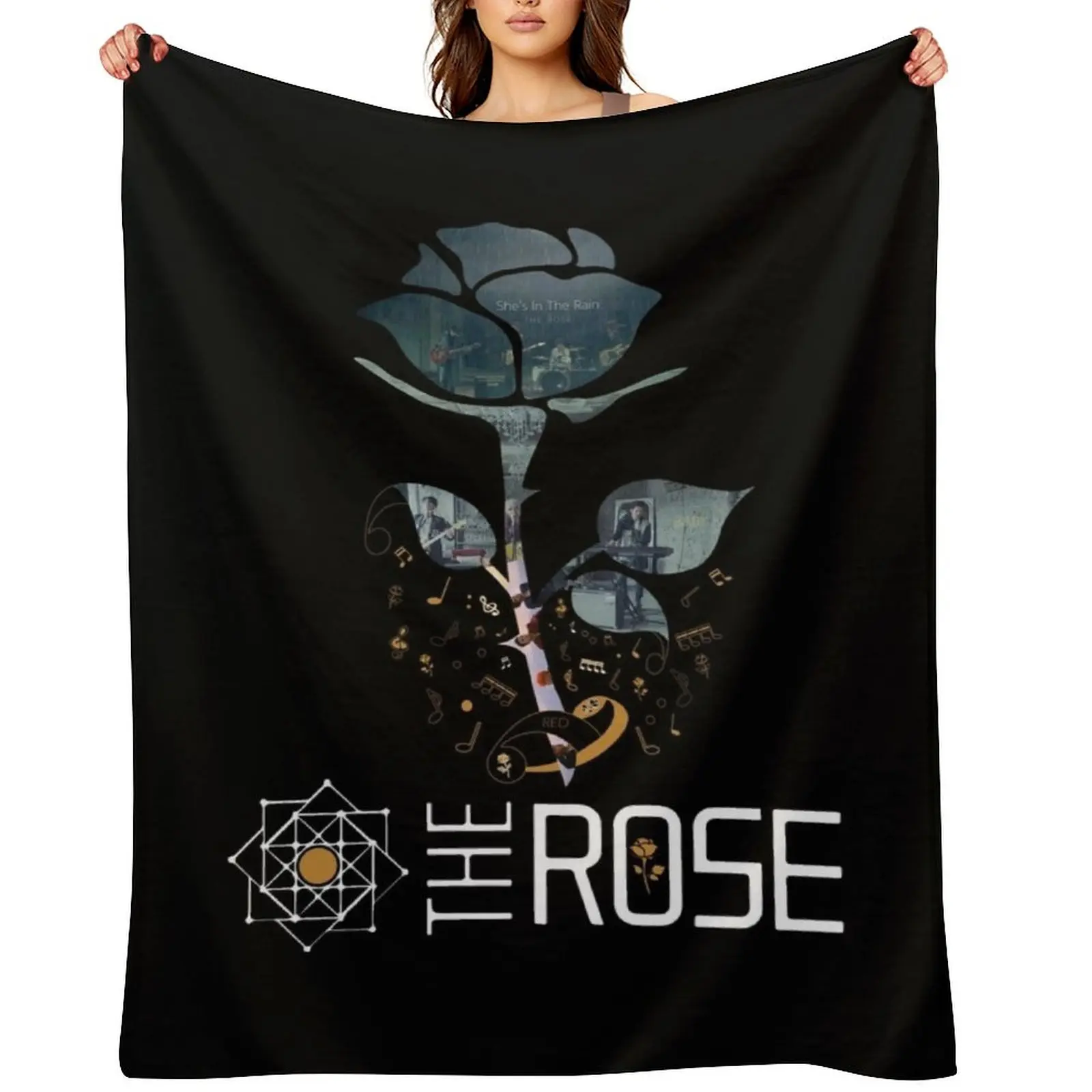 

The Rose (golden) - Large Graphic Throw Blanket Summer Camping Luxury Brand Sofa Blankets