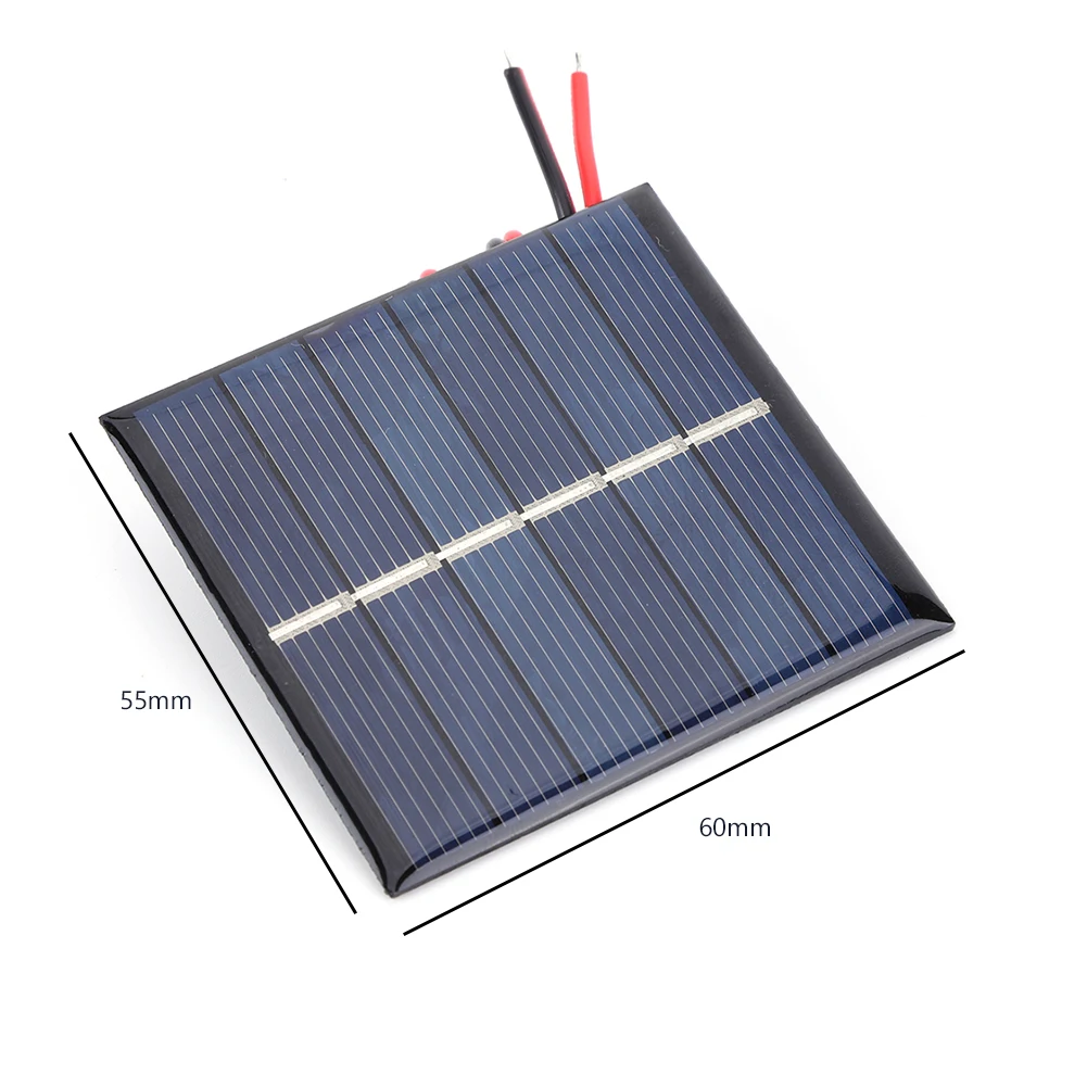 0.55 واط 3 فولت لوحة طاقة شمسية صغيرة لتقوم بها بنفسك بطارية شاحن الهاتف المحمول مع كابلات الخلايا الشمسية الكريستالات شاحن الخلايا الكهروضوئية