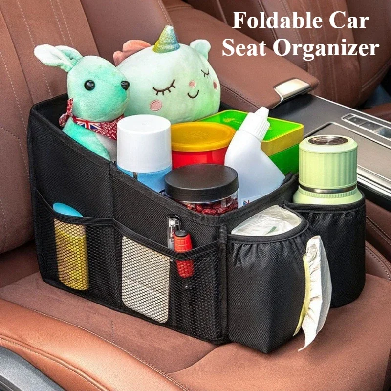 Foldable Car Seat Organizer Multi-Pocket Large Capacity Storage Bag Universal Cup/Tissue Holder Waterproof Oxford Cloth