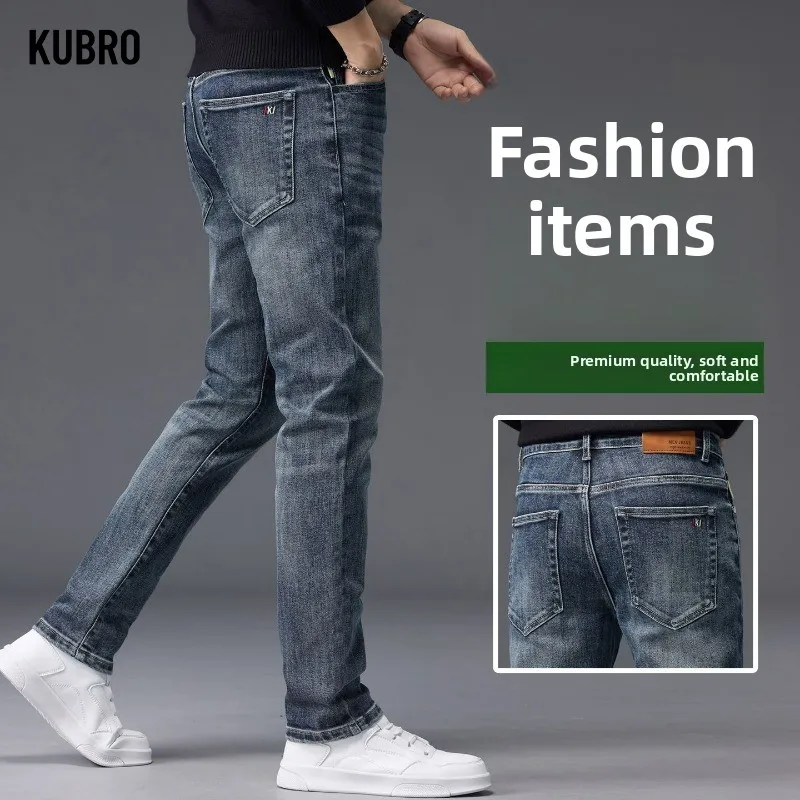 

Autumn Winter Vintage All-match Jeans Homme Trendy Fashion Loose Casual Straight Denim Pants Male High End Trousers Versatile