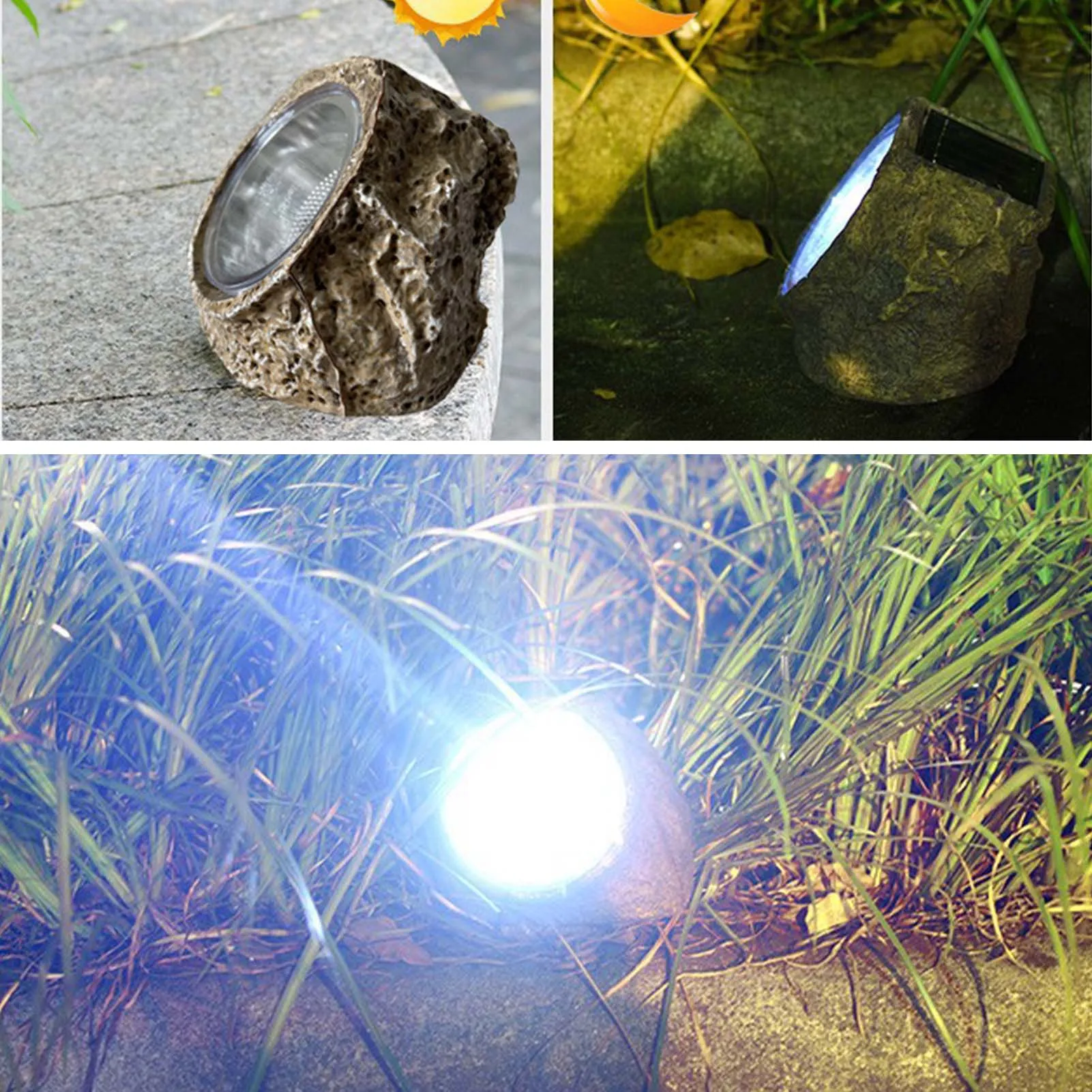 Luci solari da giardino in pietra di simulazione di luce solare da esterno con 4 led lampade da giardino per esterni con luce per laghetto impermeabile