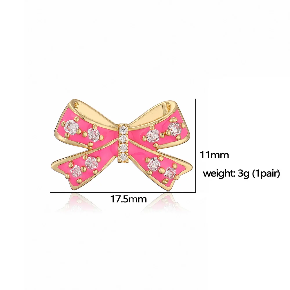 HECHENG,Fashion Exquisite Enamel Colored Bow Earrings necklace for Women Birthdays Gift