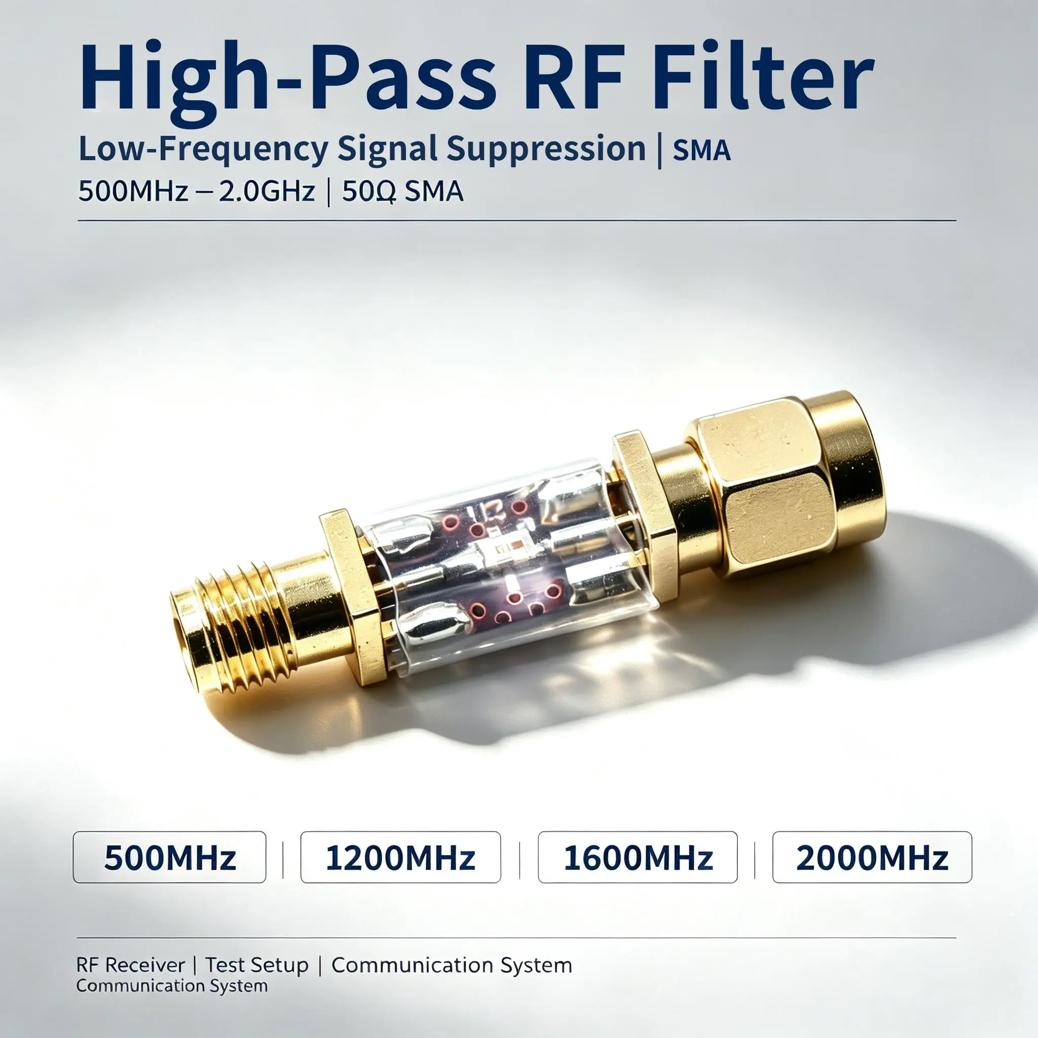 DYKB High-Pass RF Filter SMA Low Loss High Rejection 500M-2GHz For Interference FrontEnd Tests Suppression With Compact Designs