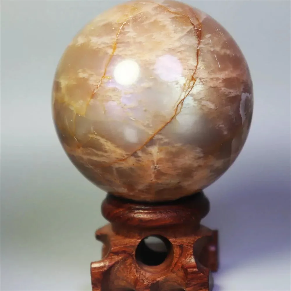 

Natural Peach Moonstone Ball Quartz Crystal Shimmering Mineral, Energy Gem, Reiki Healing