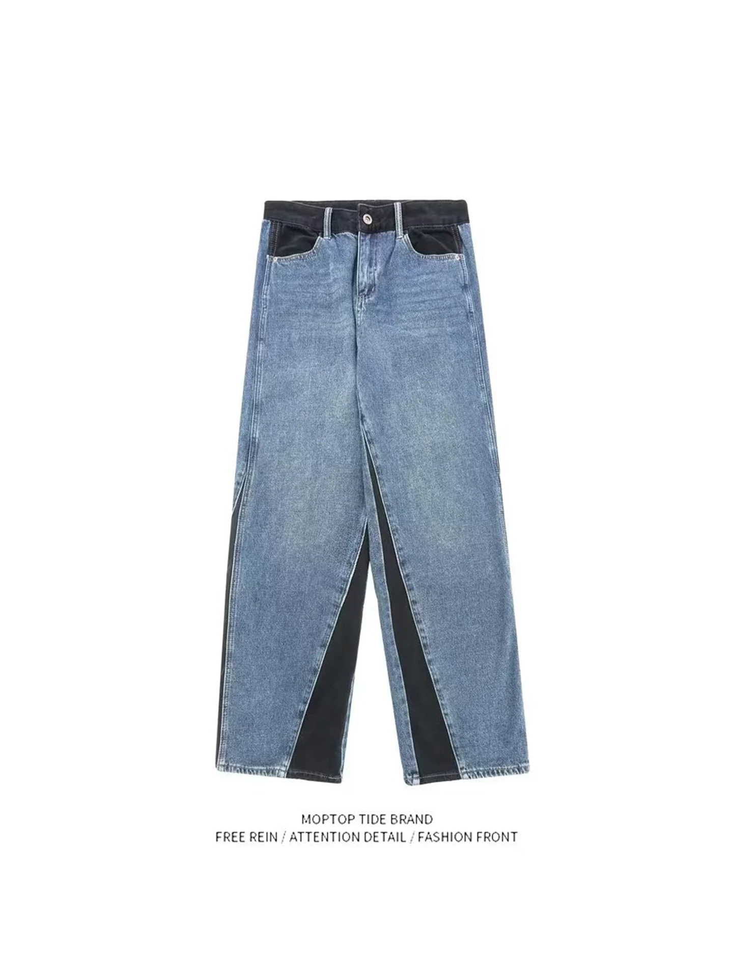 

High Waist Elastic Denim Jeans Men Women Harlan Dad Pants Spring Autumn New Sle Pear ape Casual Straight Leg Fit Jeans