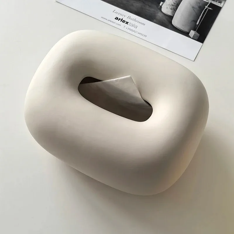 

Creative Ceramics Corner Tissue Box Coffee Table Desk Decoration Minimalism Ceramic Tissue Box Bedside Table Paper Towel Case