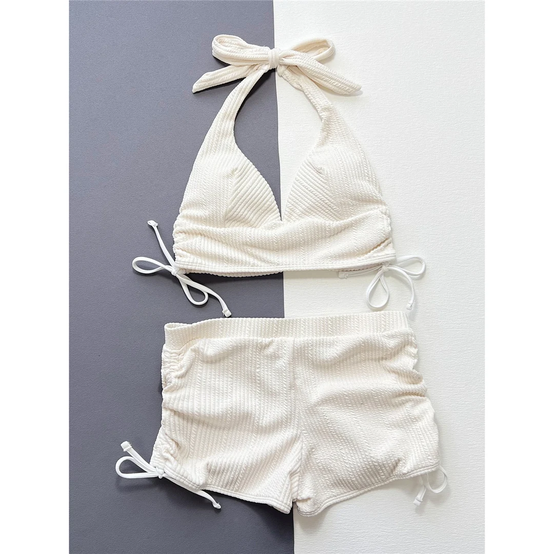 2026 Neckholder-Bikini mit V-Ausschnitt und Shorts, Damen-Badeanzug, High-Waist-Bikini, zweiteiliger Bikini-Set, Badebekleidung, Badeanzug, Schwimmbekleidung V5447 – Detail 9