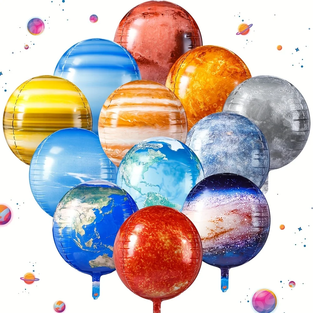 12 planetas 4D céu estrelado terra júpiter balão de filme de alumínio adequado para decoração temática de galáxia do céu da terra
