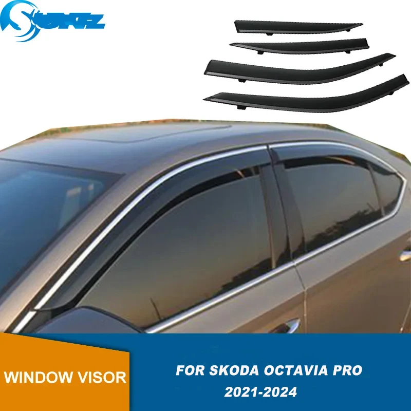 Car Window Rain Protectors For Skoda Octavia Pro 2021 2022 2023 2024 Window Visor Weathershields Wind Rain Guard Car Accessories