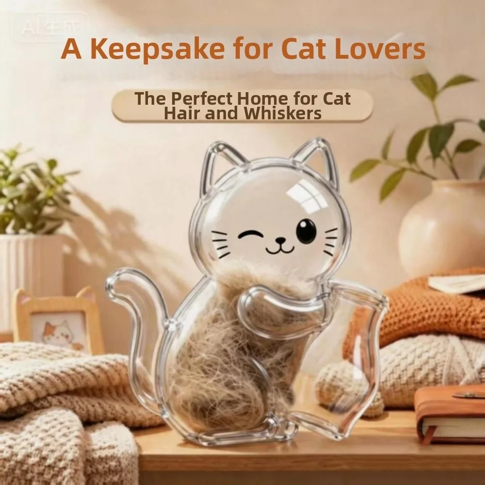

Creative Pet Memorial Fridge Magnet Transparent DIY Pet Hair Keepsake Box Cat Dog Shape Dustproof Cat Hair Storage Box