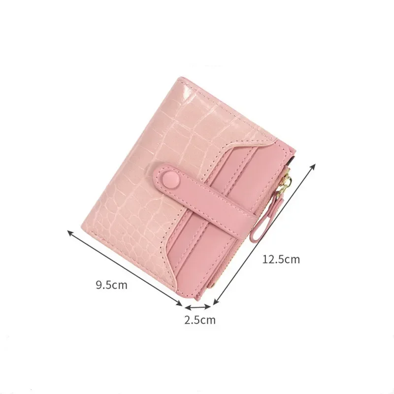 Женский кошелек из искусственной кожи на молнии — разноцветный держатель для карт и портмоне, карман для удостоверения личности/фото с короткой застежкой