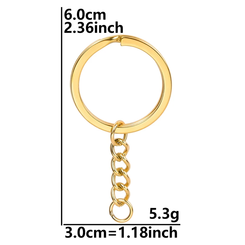 5pcs Stainless Steel Key Chain Accessories for DIY Projects
