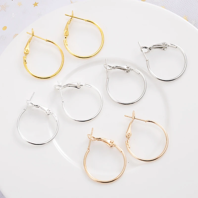 10-30Pcs Gold Plated Circle Round Hoop Loop Smooth Earrings Hooks Earring Findings for Diy Jewelry Making Accessories Supplies