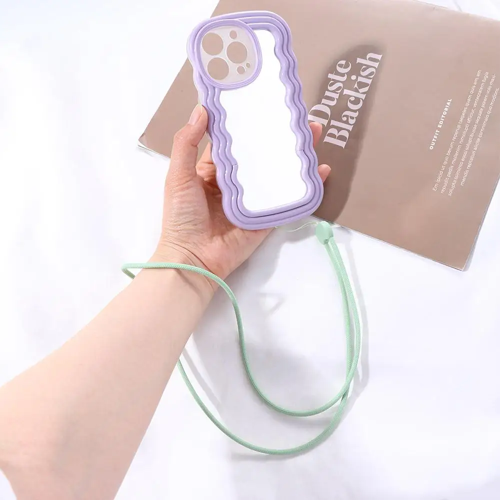 Silicone Anti Losing Rope Candy Color Phone Hanging Rope Working Card Keychain Mobile Phone Straps Badge Lanyard Long Rope