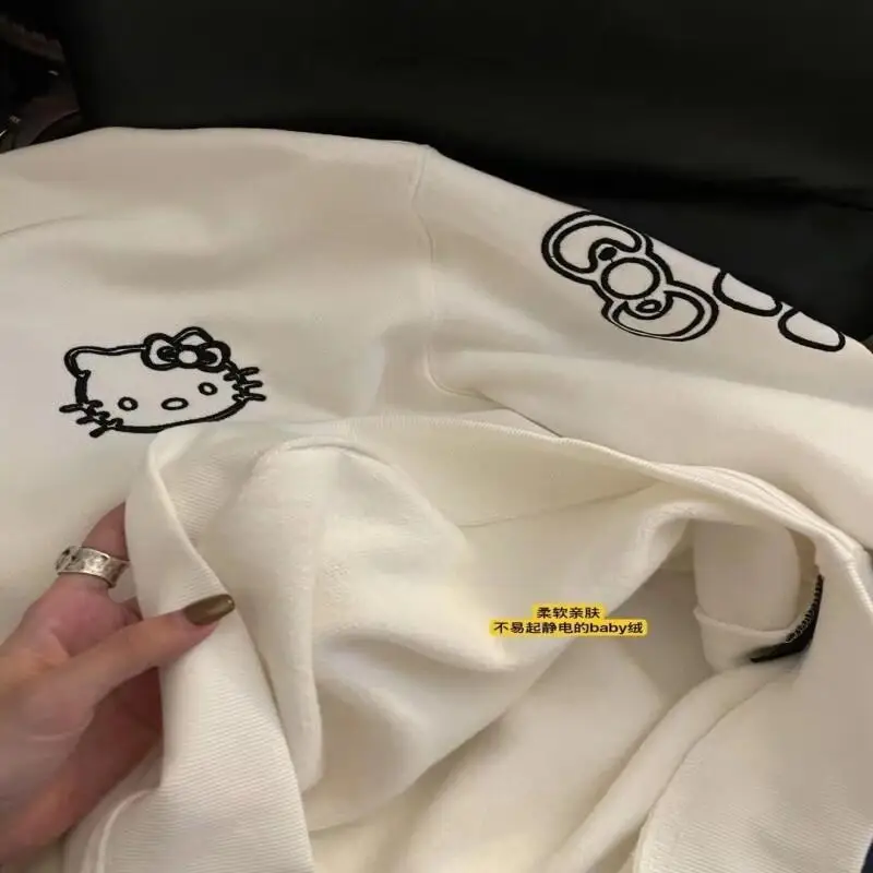 Felpa con cappuccio Sanrio nuova Felpa con cappuccio Hello Kitty stile dolce maniche lunghe larghe colletto tondo ragazza stampa felpa con cappuccio stile primavera e autunno