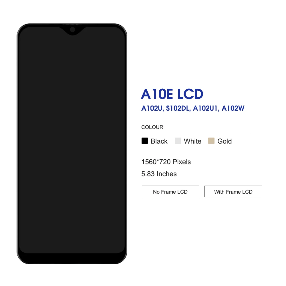 A10E LCD For Samsung A10E A102W A102U SM-A102DL A102U1 LCD Display Touch Screen Digitizer Assembly Replacement Repair Parts