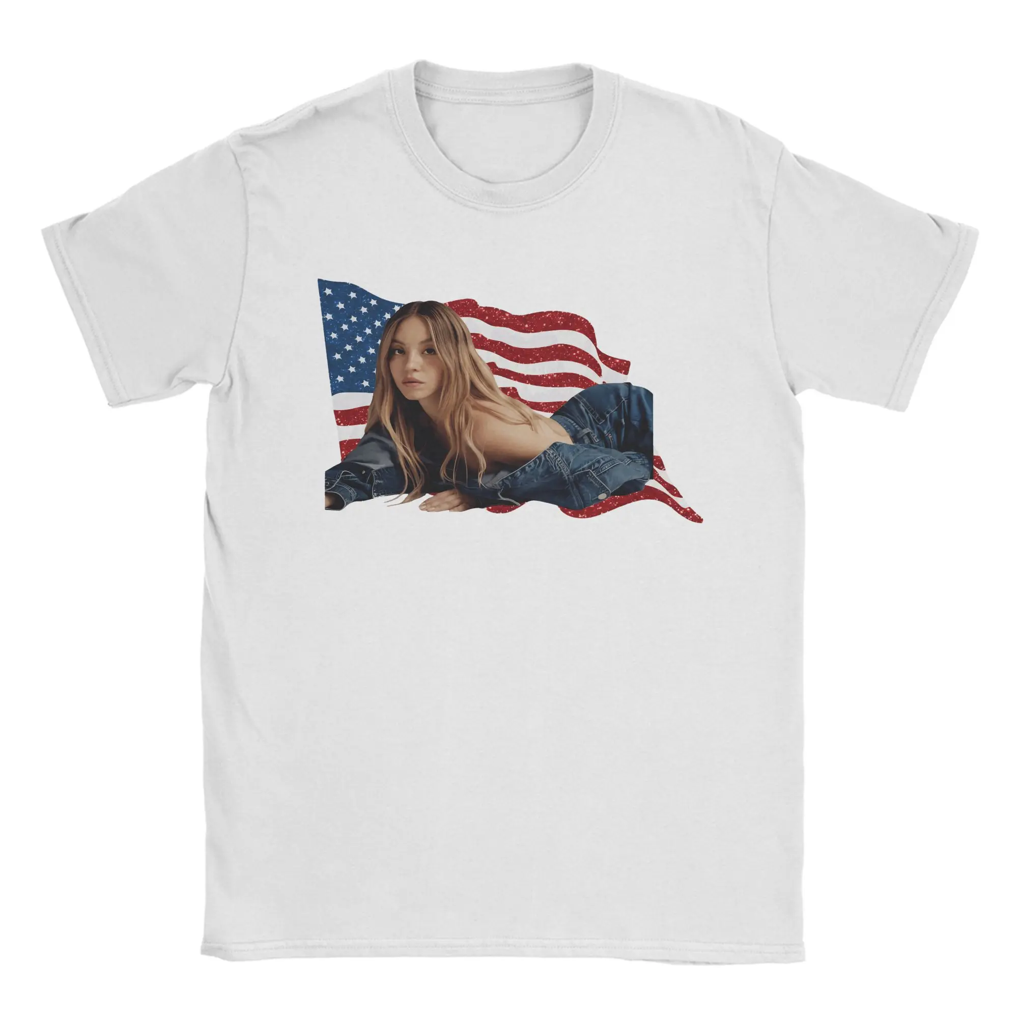Sydney Sweeney Cotton T Shirt Man Summer American Actress Classic T-Shirts O Neck Fashion Tee Shirt Big Size Dropshipping Tops