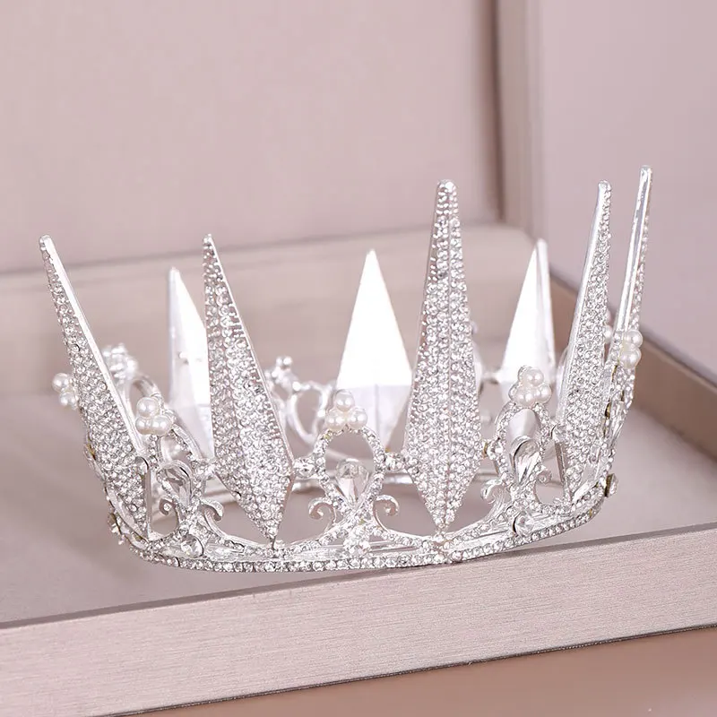 Luxury Crystal Round Crown Tiara Rhinestone Prom Diadem Crown For Women Bridal Wedding Hair Accessories Jewelry Crown Tiara Gift