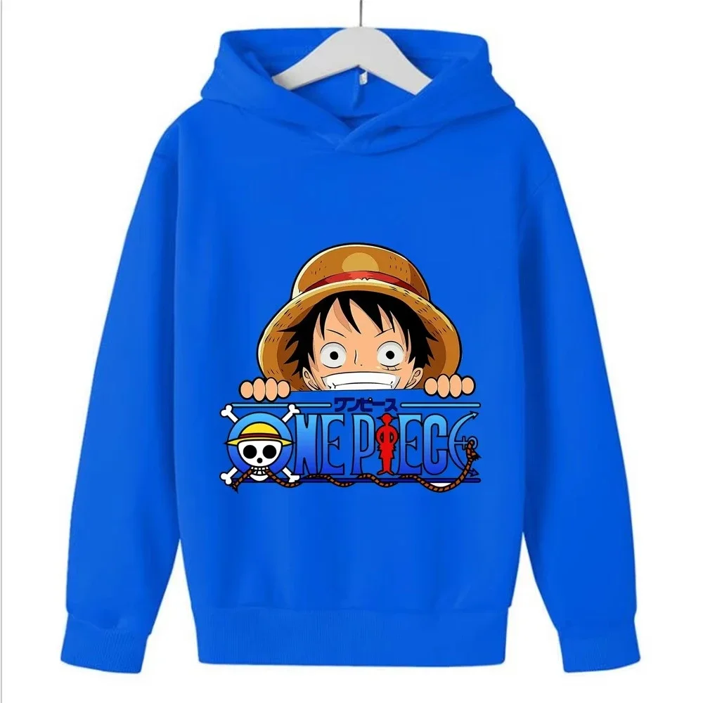 One Piece Luffy Kinder-Kapuzenpullover mit Grafik, Jungen- und Mädchen-Kapuzen-Sweatshirt mit Kordelzug, Anime-Print, lässiges Oberteil – Detail 5