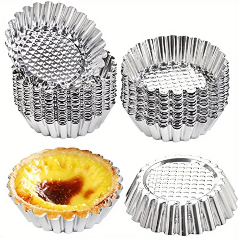 Molde para tarta de huevo de una sola unidad, para uso en hornear, sartén para tarta de huevo de acero inoxidable en miniatura de 3,8 pulgadas, puré de patatas horneadas, Paitat filipino C