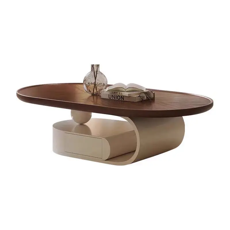

Medieval oval coffee table living room home designer modern minimalist small apartment walnut color creative coffee table